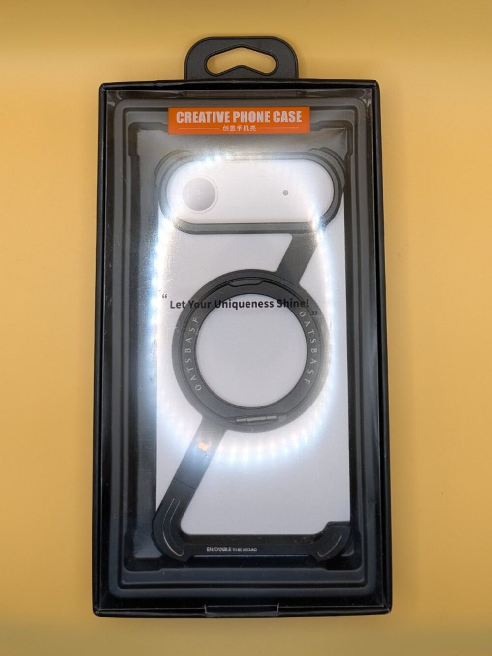 iPhone Air Minimalist Aluminum Metal Frame Case 360° Rotation Kickstand-Black